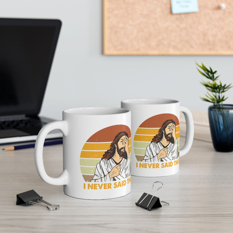 Load image into Gallery viewer, I Never Said That Facepalm Jesus Design Mug
