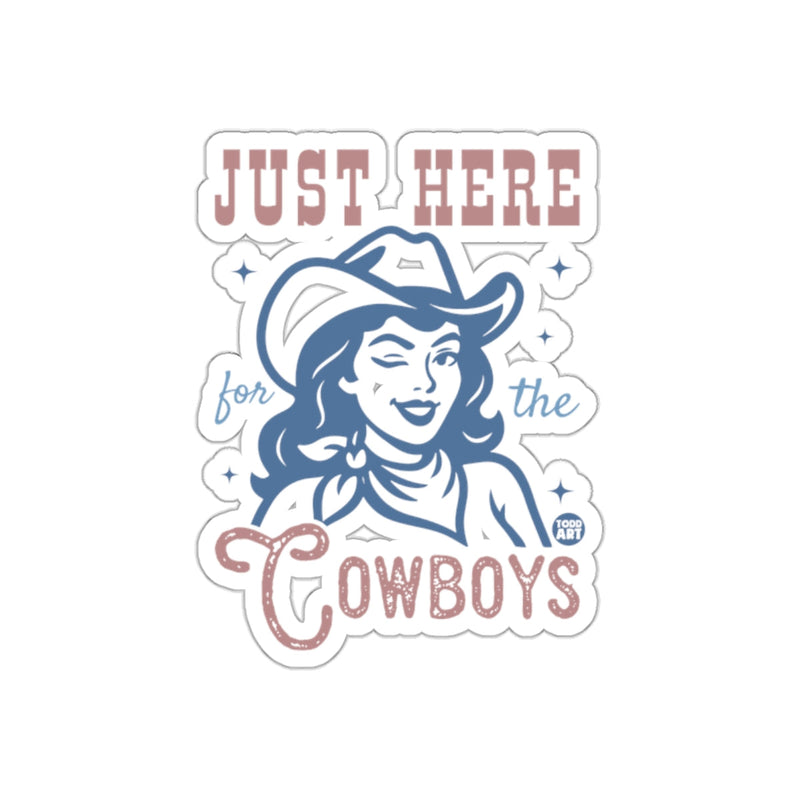 Load image into Gallery viewer, Just Here For The Cowboys Winking Cowgirl Sticker
