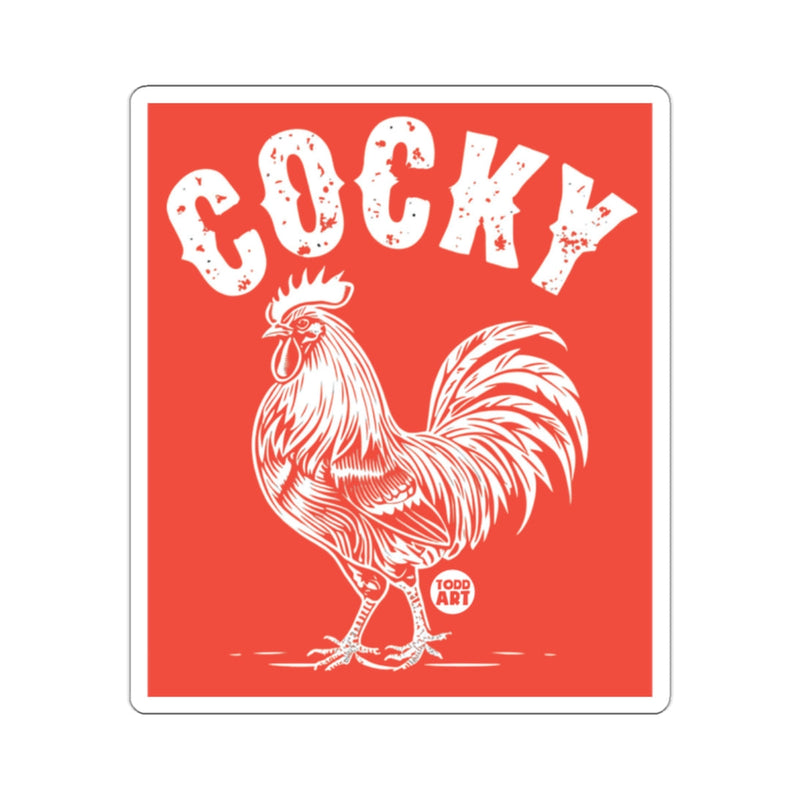 Load image into Gallery viewer, Bold Red COCKY Rooster Design Sticker Fun Art Decor
