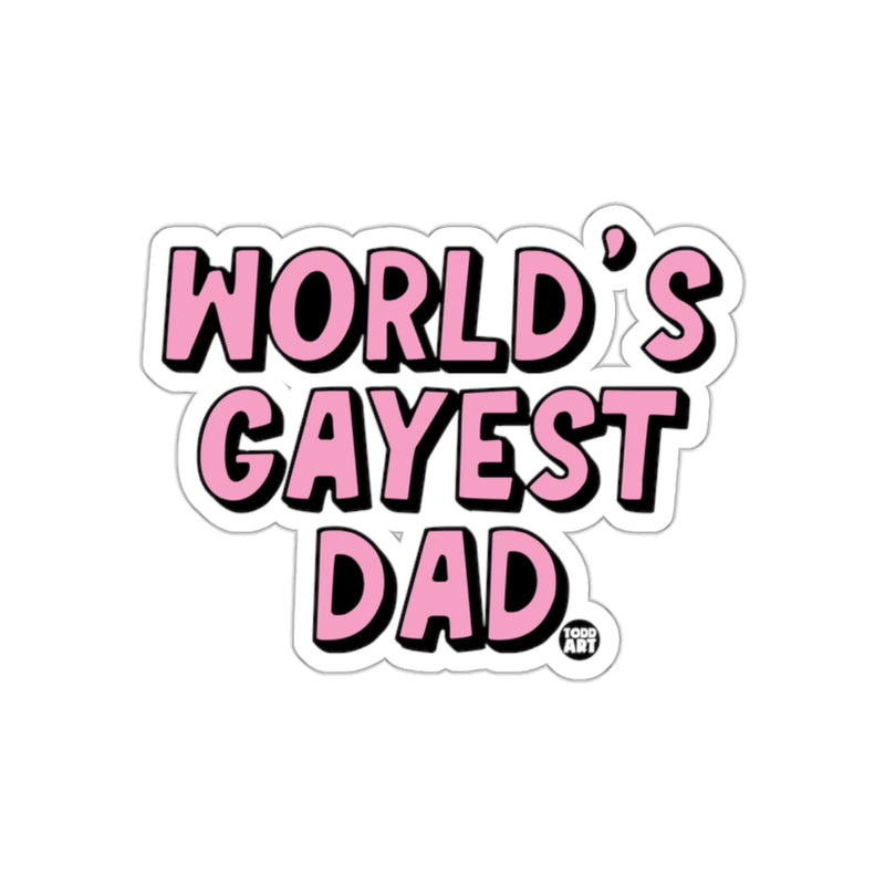 Load image into Gallery viewer, World's Gayest Dad Fun Sticker for Bright Personalization
