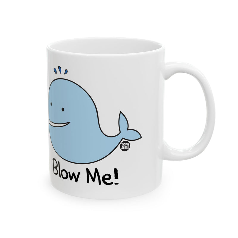 Load image into Gallery viewer, Blow Me Whale Coffee Mug, Funny Whale Pun Mug
