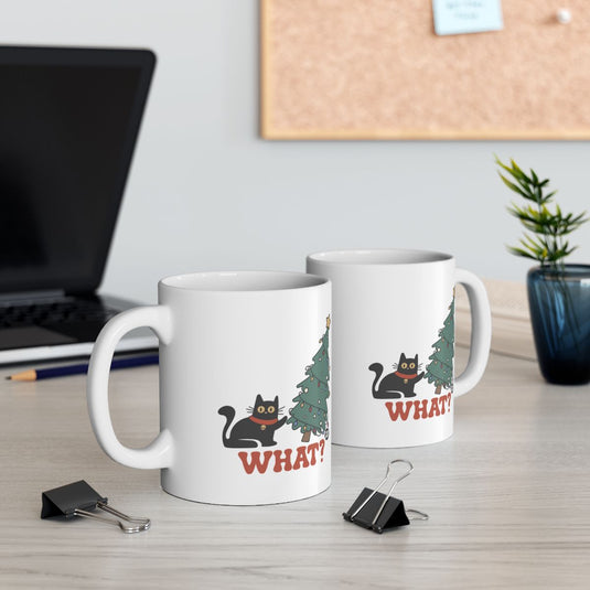 Cat What Christmas Tree Desk Office Mug