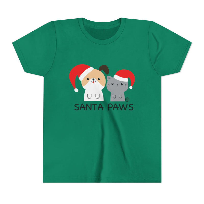 Load image into Gallery viewer, Santa Paws Kids Christmas Tee, Cute Dog and Cat Holiday Children&#39;s Shirt, Santa Dog and Cat Xmas Tee Kids
