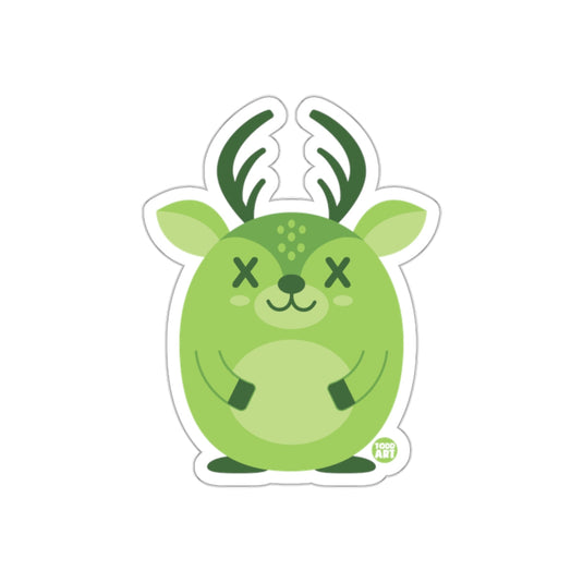 Green Deer with X Eyes Cartoon Character sticker