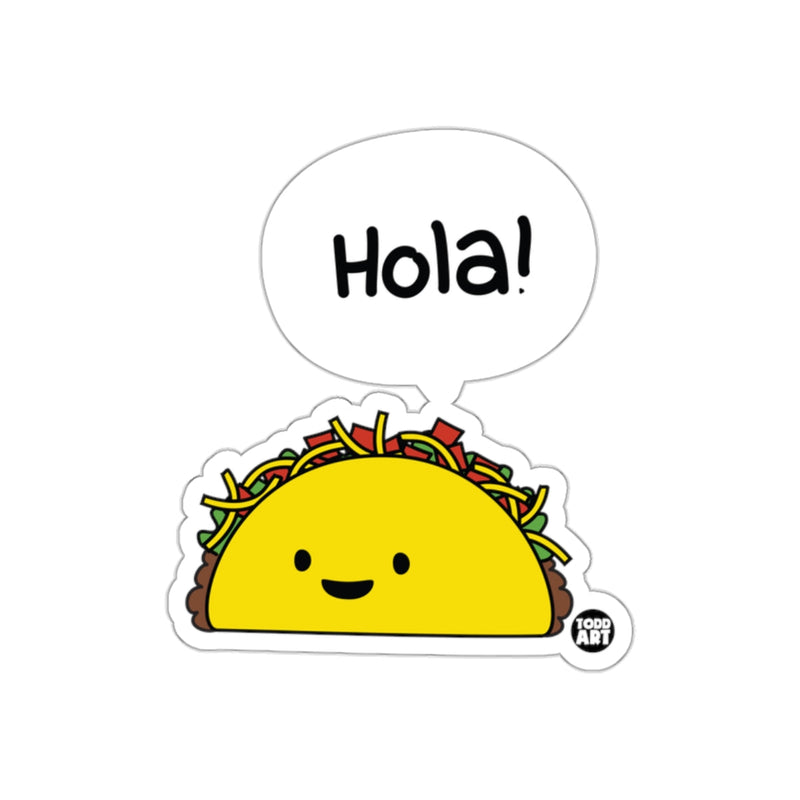 Load image into Gallery viewer, Hola Taco Cartoon Sticker with Cute Smiling Face
