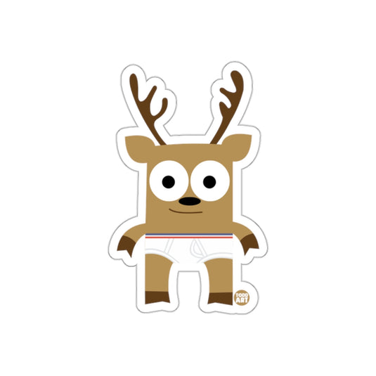 Cute Reindeer Cartoon Character in White Underwear Sticker