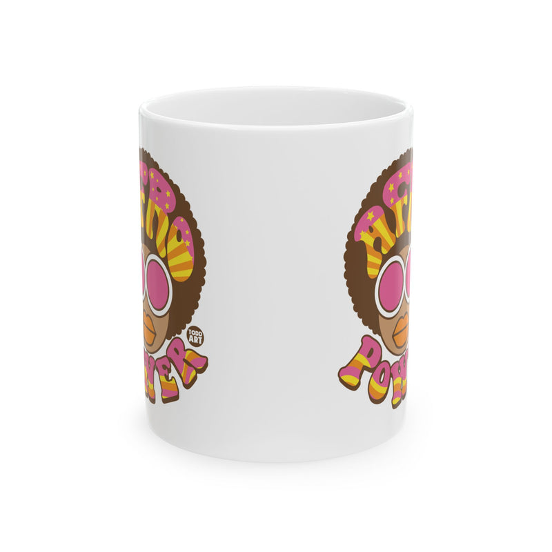 Load image into Gallery viewer, Afro Power 11oz White Mug, Retro Afro Mugs, Cool Afro Mug
