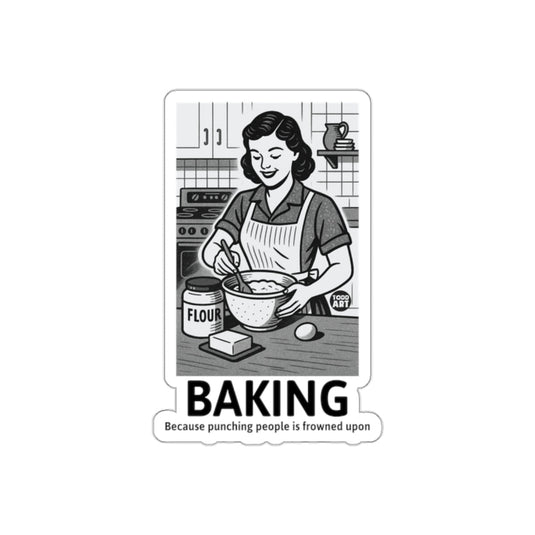 Baking Because Punching People Is Frowned Upon sticker