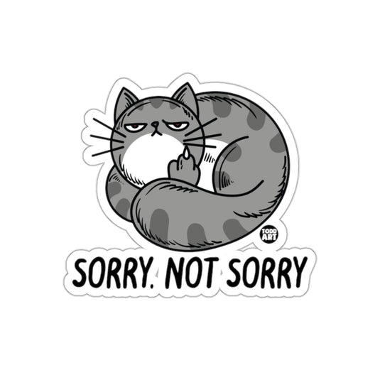 Sorry Not Sorry Funny Cat Sticker for Humor Expression