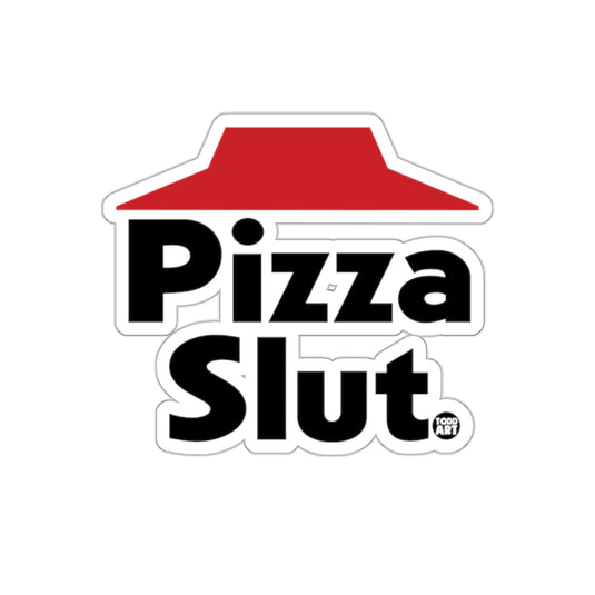 Pizza Slut Funny Logo Art Parody Red and Black sticker