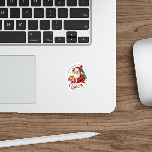 Christmas Santa Claus Beer Sticker for Laptop or Decor