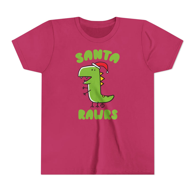 Load image into Gallery viewer, Dinosaur Santa Kids Christmas Tee, Cute Dinosaur Holiday Children&#39;s Shirt, Santa Rawrs Xmas Tee Kids

