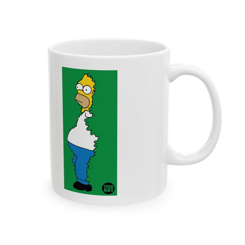 Load image into Gallery viewer, Bush Homer Coffee Mug, Funny Homer in Bush Mug
