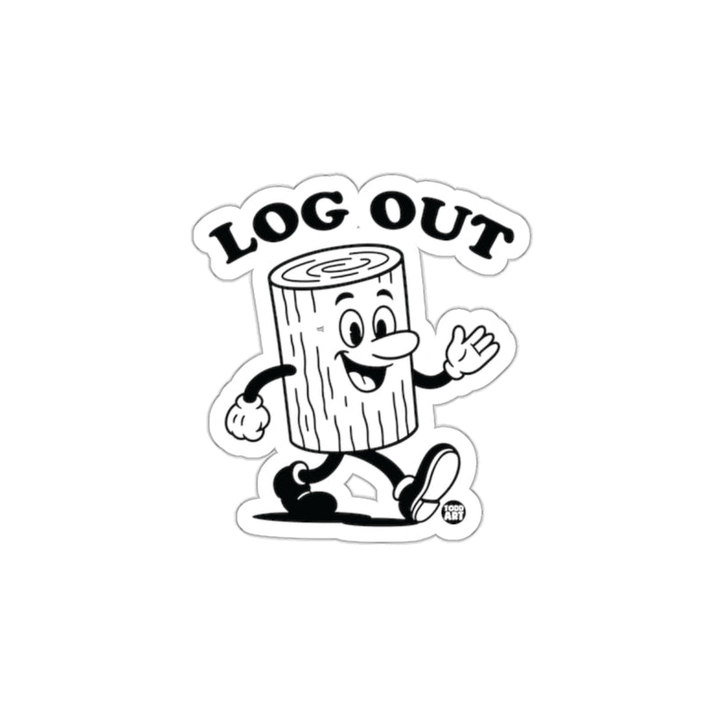 Load image into Gallery viewer, Log Out Sticker with Cartoon Log Design for Fun
