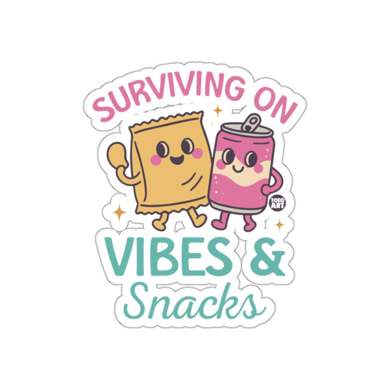 Load image into Gallery viewer, Surviving on Vibes and Snacks fun sticker

