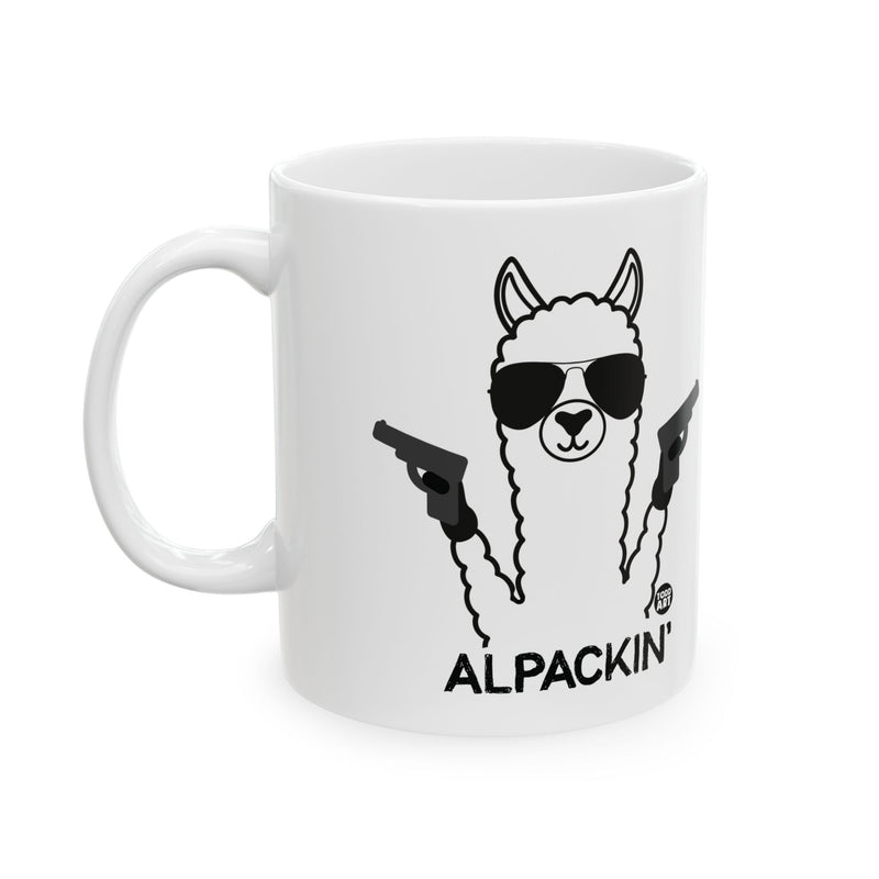 Load image into Gallery viewer, Alpackin&#39; Alpaca Guns Mug, Funny Alpaca Mug, Alpaca Pun Mug
