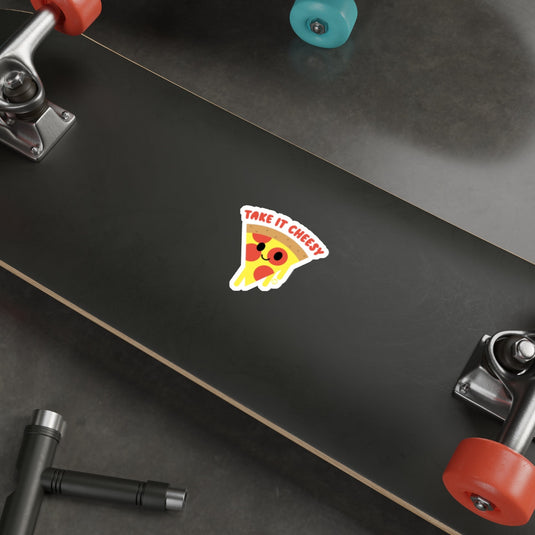 Take It Cheesy Cute Pizza Slice Graphic Design sticker