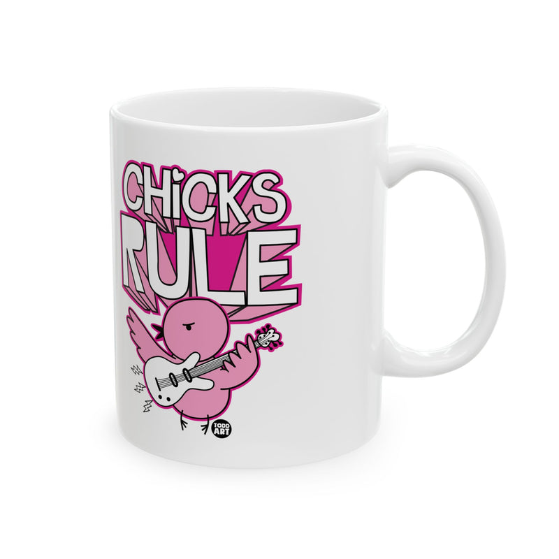 Load image into Gallery viewer, Chicks Rule Guitar Mug, Guitar Chicks Rule Mug, Rocker Chick Mug for Her
