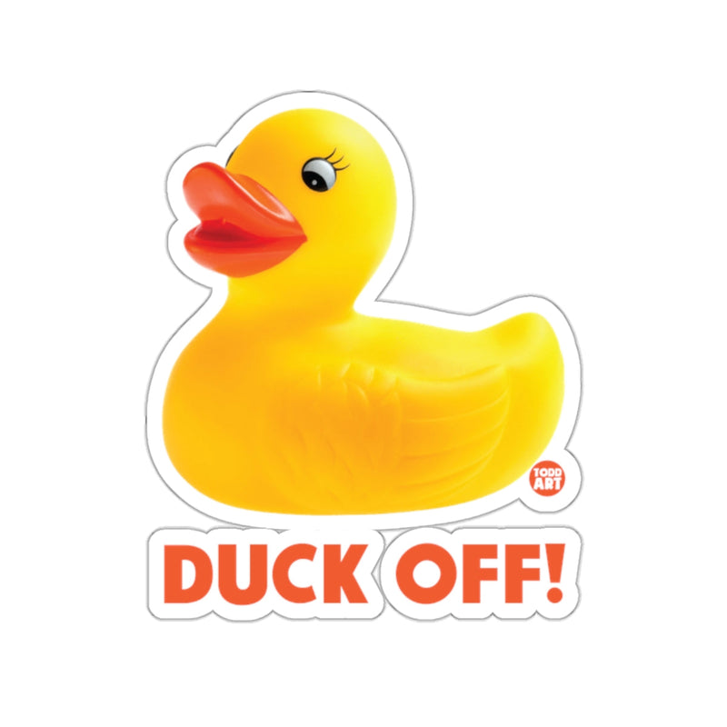 Load image into Gallery viewer, Duck Off Sticker with Cute Yellow Rubber Duck Design
