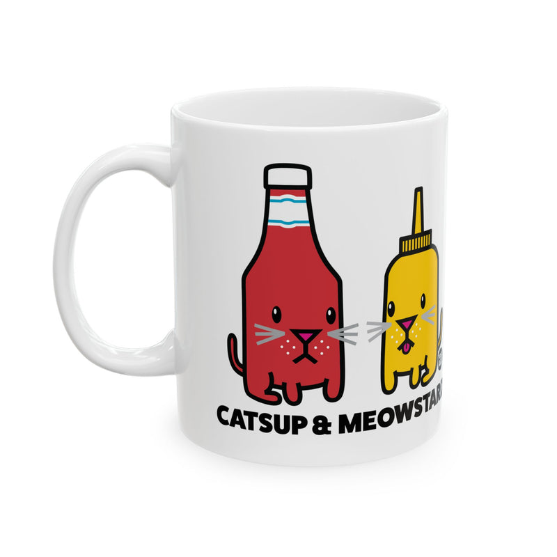 Load image into Gallery viewer, Catsup and Meowstard Coffee Mug, Funny Cat Ketchup and Mustard Pun Mug, Cat Lover Coffee Mug Gift
