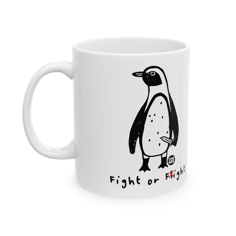 Load image into Gallery viewer, Fight Fight Penguin Mug, Baker Mug Adult Humor
