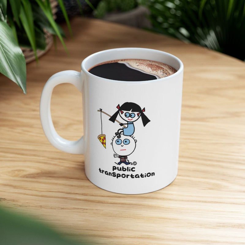 Load image into Gallery viewer, Cartoon Girl and Boy Public Transportation Mug
