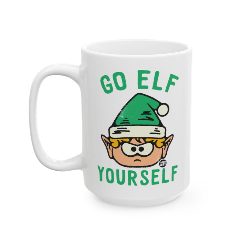 Load image into Gallery viewer, Go Elf Yourself Mug with Funny Christmas Elf Design

