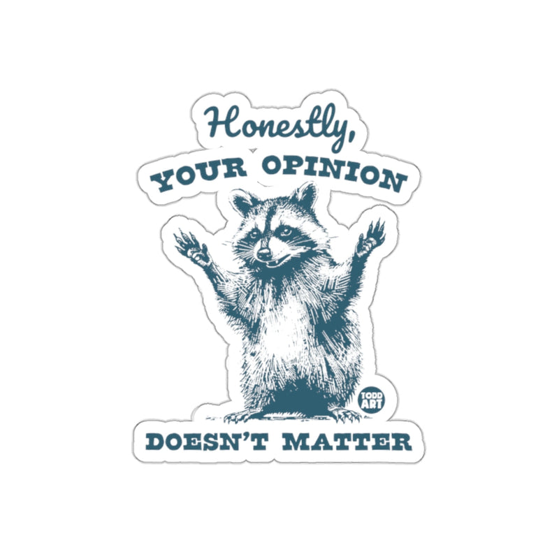 Load image into Gallery viewer, Your Opinion Does Not Matter Raccoon Sarcastic sticker
