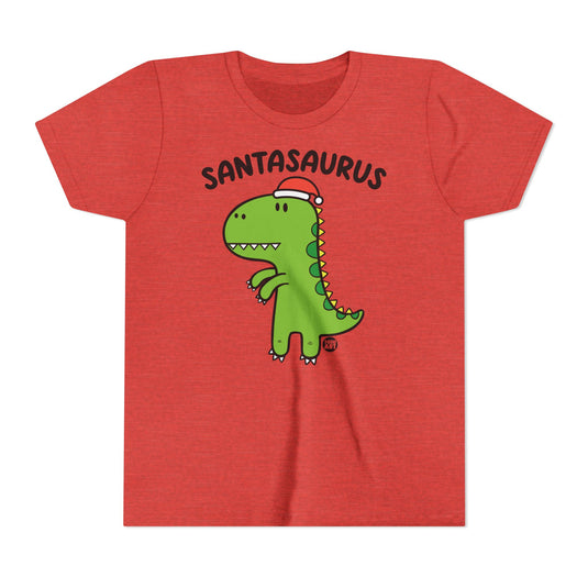 Santasaurus Kids Christmas Tee, Cute Dinosaur Holiday Children's Shirt, Santa Dinosaur Xmas Tee Kids