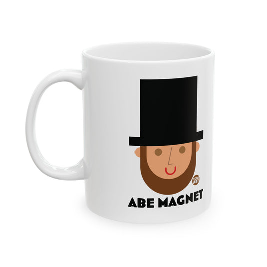 Abe Magnet 11oz White Mug, Abe Lincoln Joke Mugs, Funny Abraham Lincoln Emoji Mug