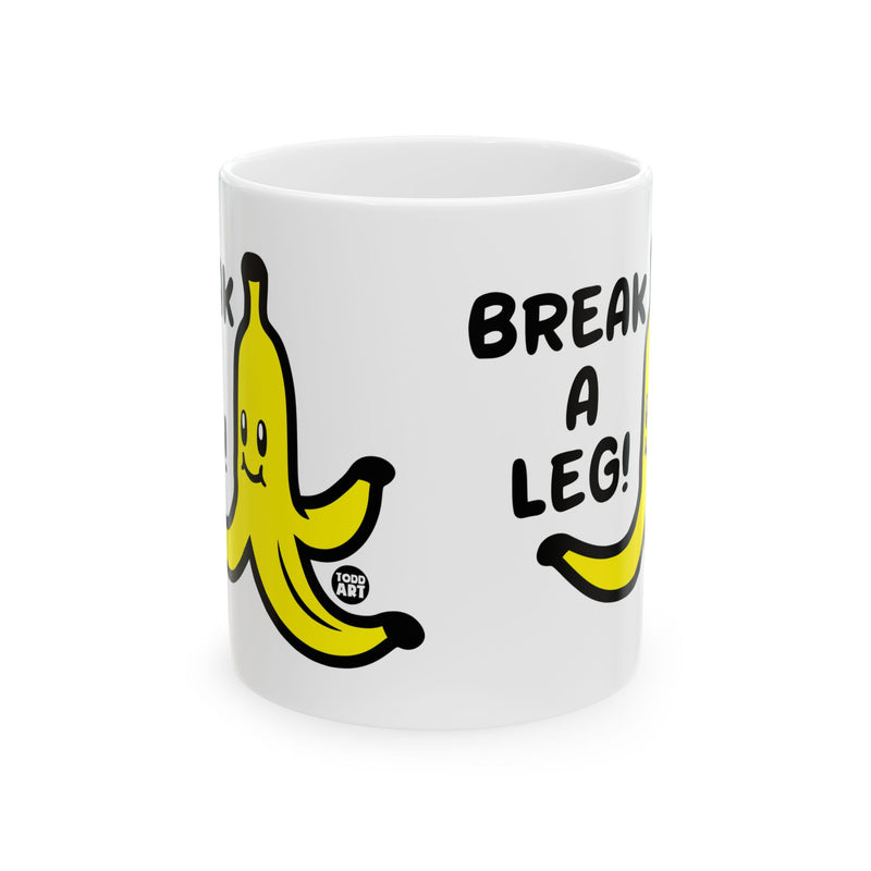 Load image into Gallery viewer, Break a Leg Banana Coffee Mug, Funny Banana Mug, Break a Leg Banana Peel Mug
