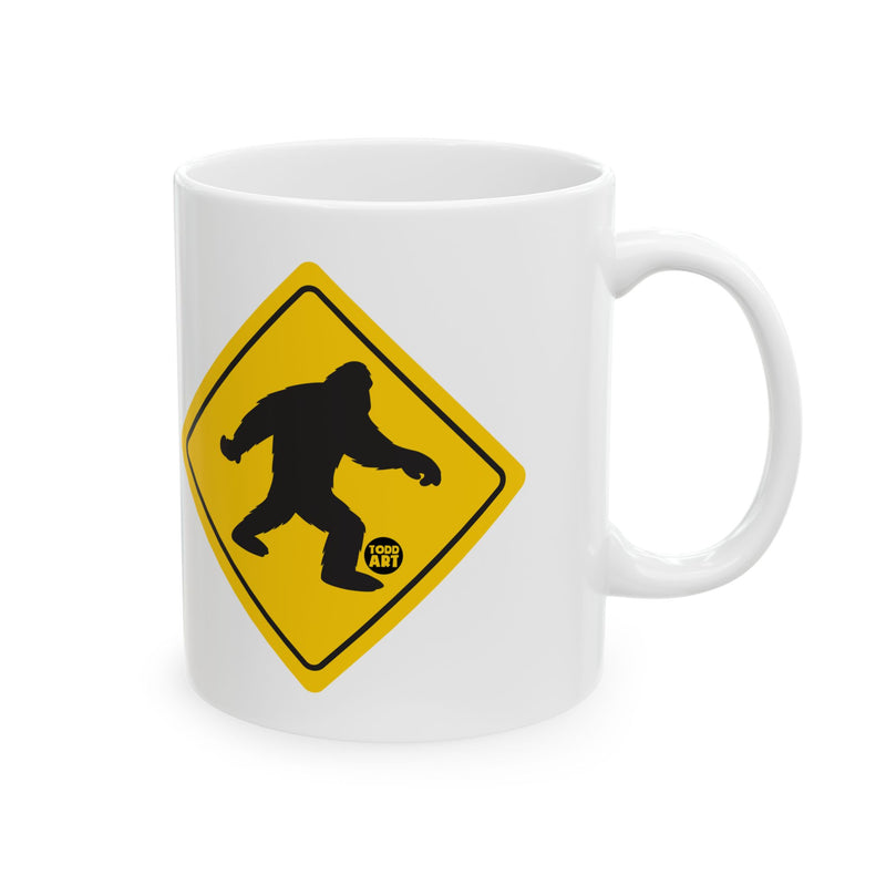 Load image into Gallery viewer, Bigfoot Crossing Mug, Bigfoot Fan Mug, Funny Bigfoot Mug
