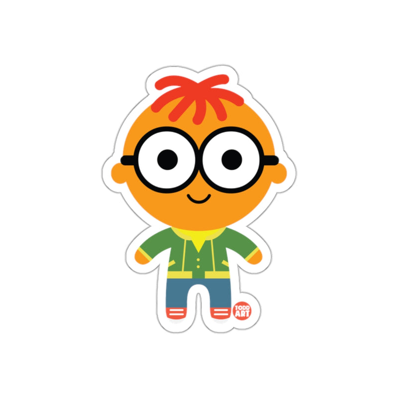 Load image into Gallery viewer, Bright Cartoon Character with Glasses illustration sticker
