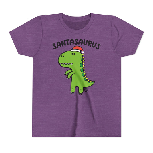 Santasaurus Kids Christmas Tee, Cute Dinosaur Holiday Children's Shirt, Santa Dinosaur Xmas Tee Kids