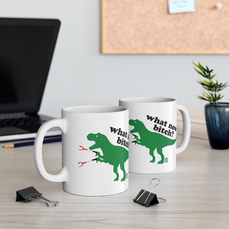 Load image into Gallery viewer, Tyrannosaurus Rex What Now Bitch Funny Mug
