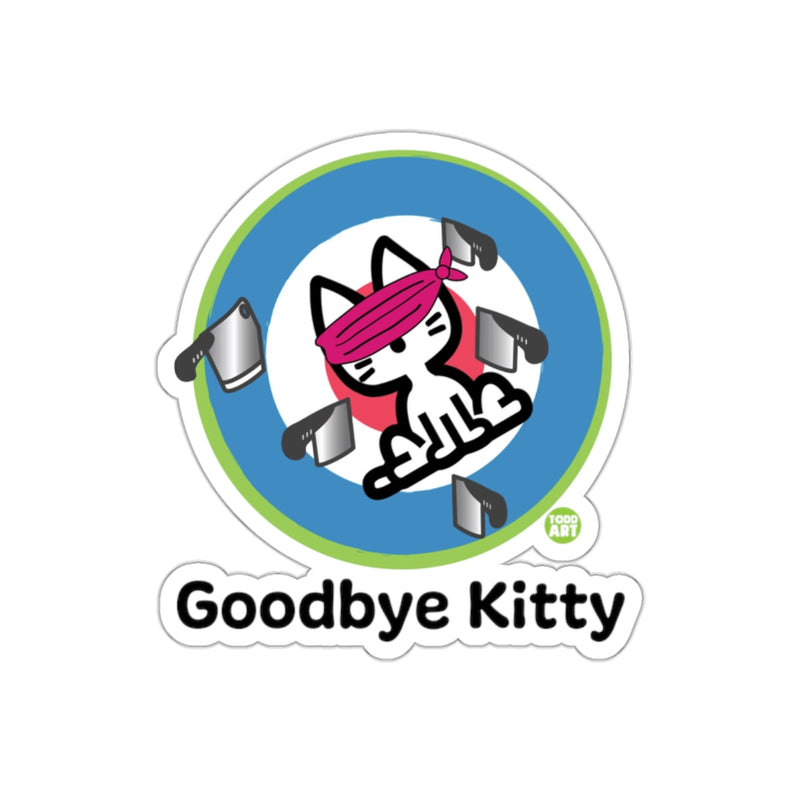 Load image into Gallery viewer, Goodbye Kitty Sticker with Target and Knives Design
