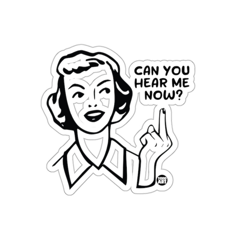 Load image into Gallery viewer, Can You Hear Me Now Question Woman Vector Style sticker
