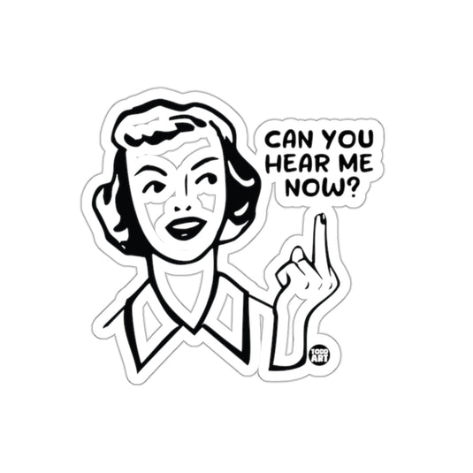 Can You Hear Me Now Question Woman Vector Style sticker