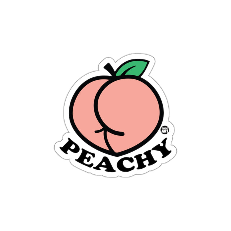 Load image into Gallery viewer, Cute Peachy Art Sticker with Green Leaf Design
