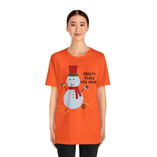 Frosty Picks Nose Tee, Adult Humor Christmas Shirt, Funny Santa Xmas Tees