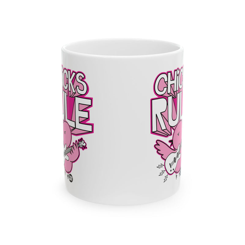 Load image into Gallery viewer, Chicks Rule Guitar Mug, Guitar Chicks Rule Mug, Rocker Chick Mug for Her
