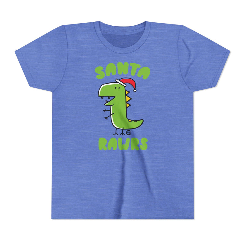 Load image into Gallery viewer, Dinosaur Santa Kids Christmas Tee, Cute Dinosaur Holiday Children&#39;s Shirt, Santa Rawrs Xmas Tee Kids
