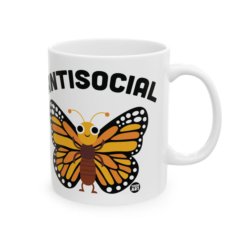 Load image into Gallery viewer, Antisocial Butterfly Mug, Antisocial Monarch Butterfly Mug, Funny Butterfly Mug
