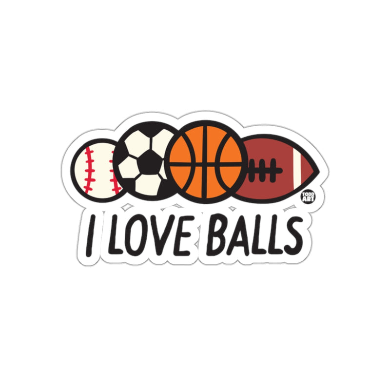 Load image into Gallery viewer, I Love Balls Baseball Soccer Basketball Football sticker
