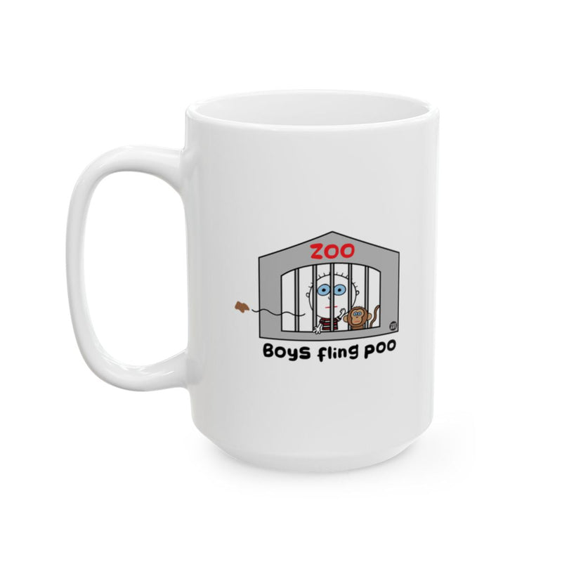 Load image into Gallery viewer, Boys Fling Poo Zoo Illustrated Mug Product
