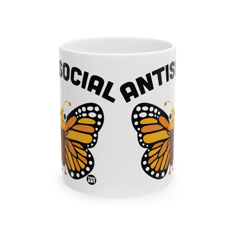 Load image into Gallery viewer, Antisocial Butterfly Mug, Antisocial Monarch Butterfly Mug, Funny Butterfly Mug
