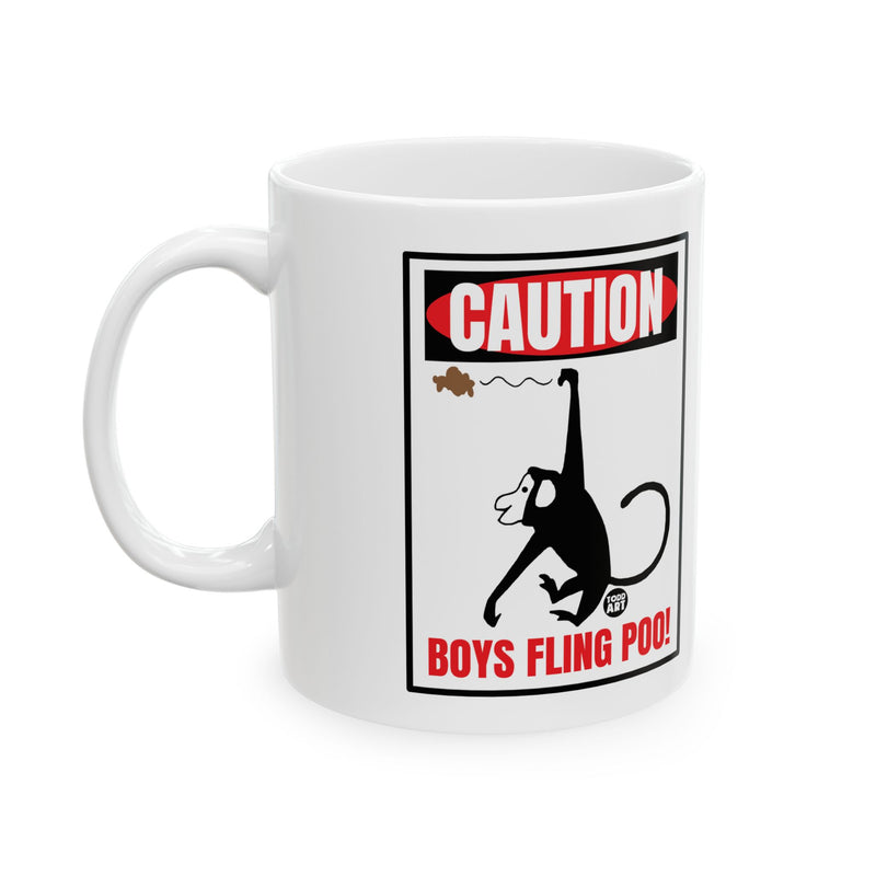 Load image into Gallery viewer, Boys Fling Poo Monkey Coffee Mug, Funny Monkey Mug
