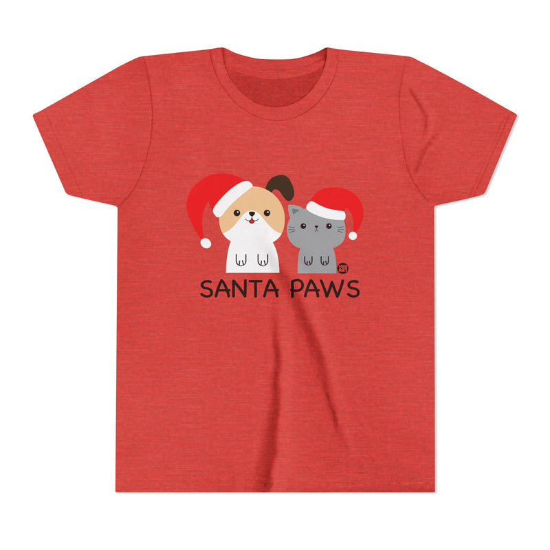 Load image into Gallery viewer, Santa Paws Kids Christmas Tee, Cute Dog and Cat Holiday Children&#39;s Shirt, Santa Dog and Cat Xmas Tee Kids
