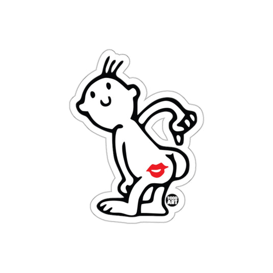 Funny Cartoon Character with Red Lips Art Sticker