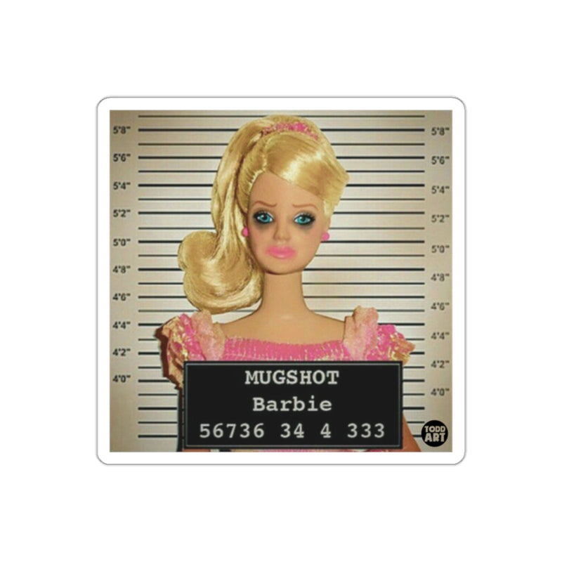 Load image into Gallery viewer, Barbie Mugshot Funny Artistic Dolls In Trouble sticker
